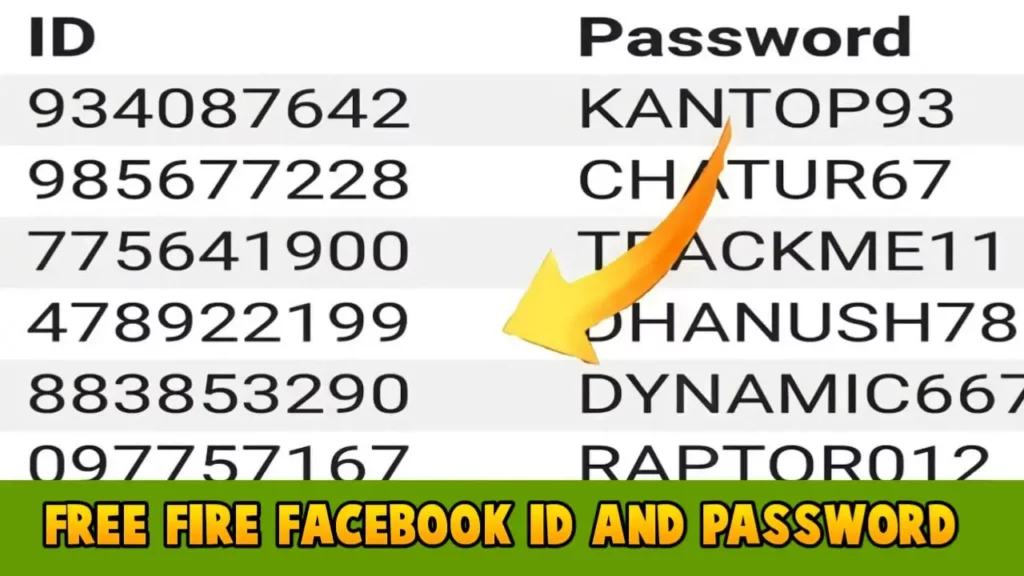 free fire id and password facebook account