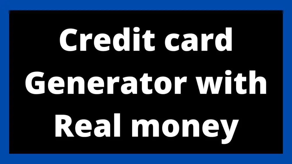 Credit card generator with real money