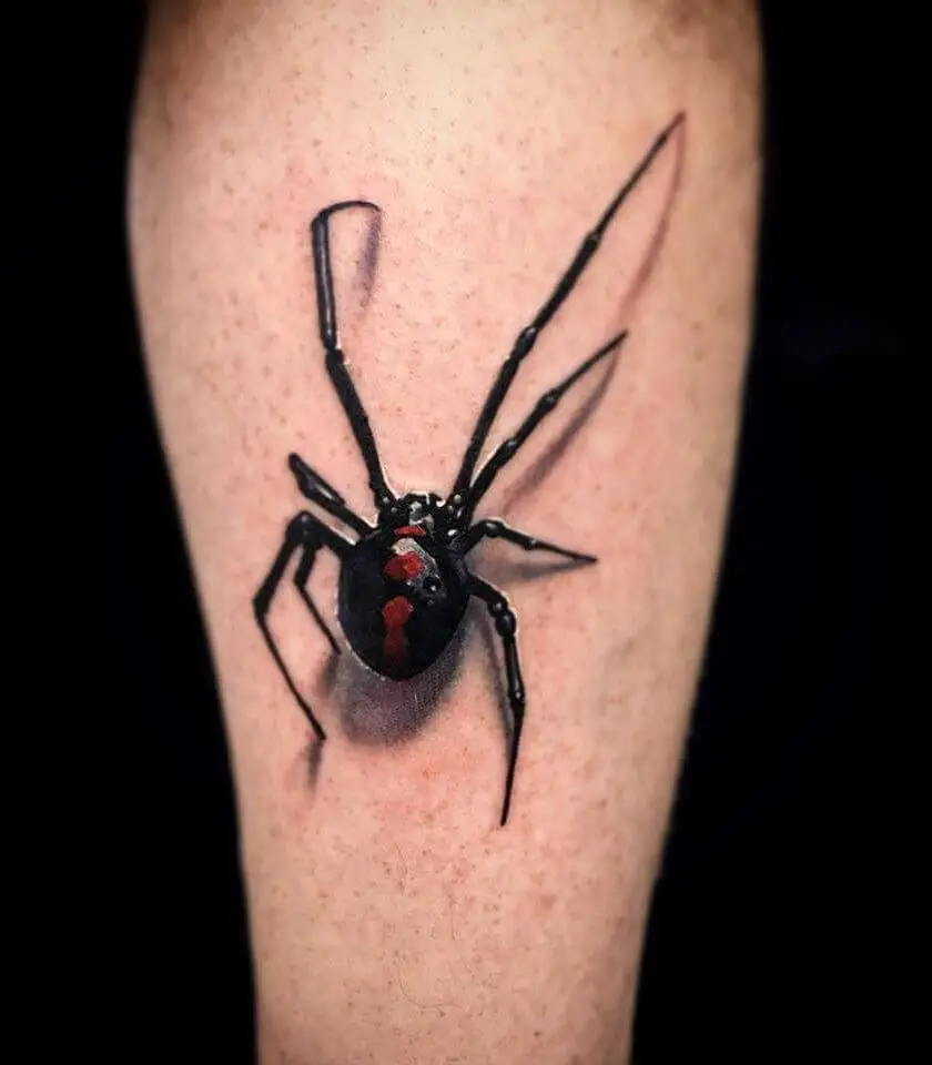 black widow spider tattoo on hand