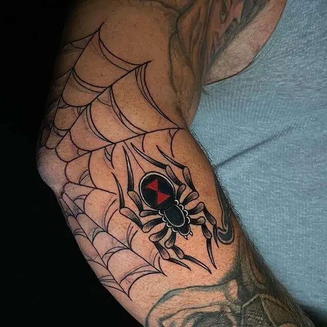 realistic black widow spider tattoo