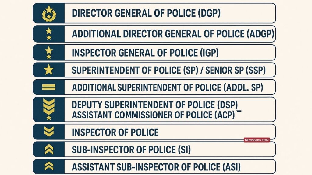 पुलिस विभाग में कितने पद होते हैं?